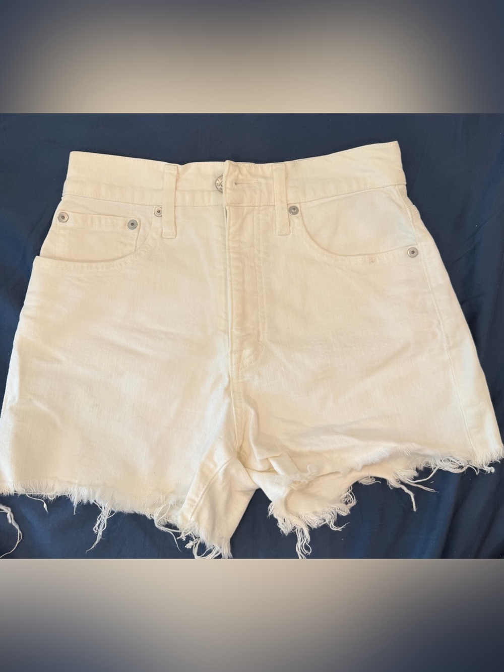 Madewell white Frayed-Hem Denim Cutoff Shorts